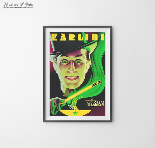Karlini the Magician REMASTERED Print Poster 1920s Magic Decor Art Deco