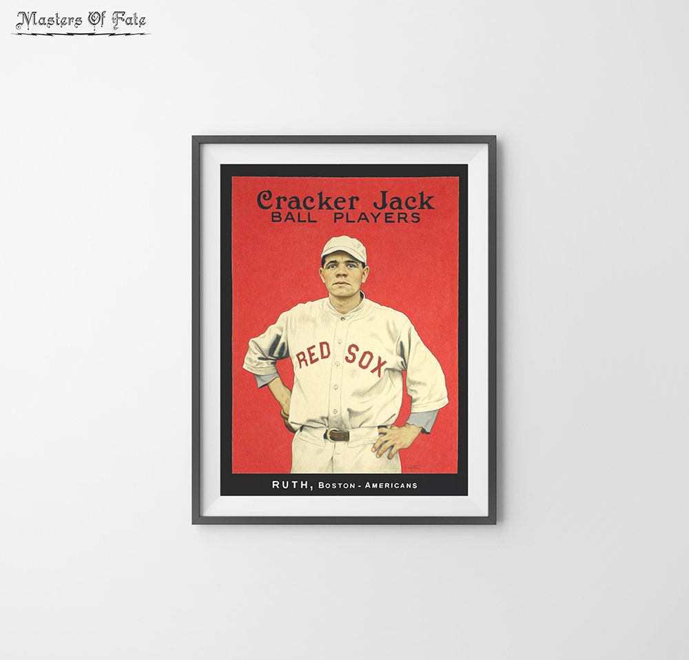 Babe Ruth Red Sox Cracker Jack Vintage Poster REMASTERED