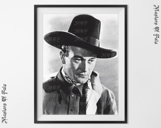 John Wayne In Hat Poster Western Cowboy Photo REMASTERED