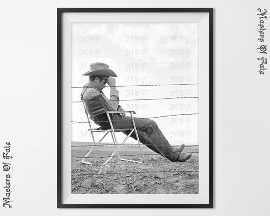 James Dean Cowboy Hat Black and White Poster REMASTERED