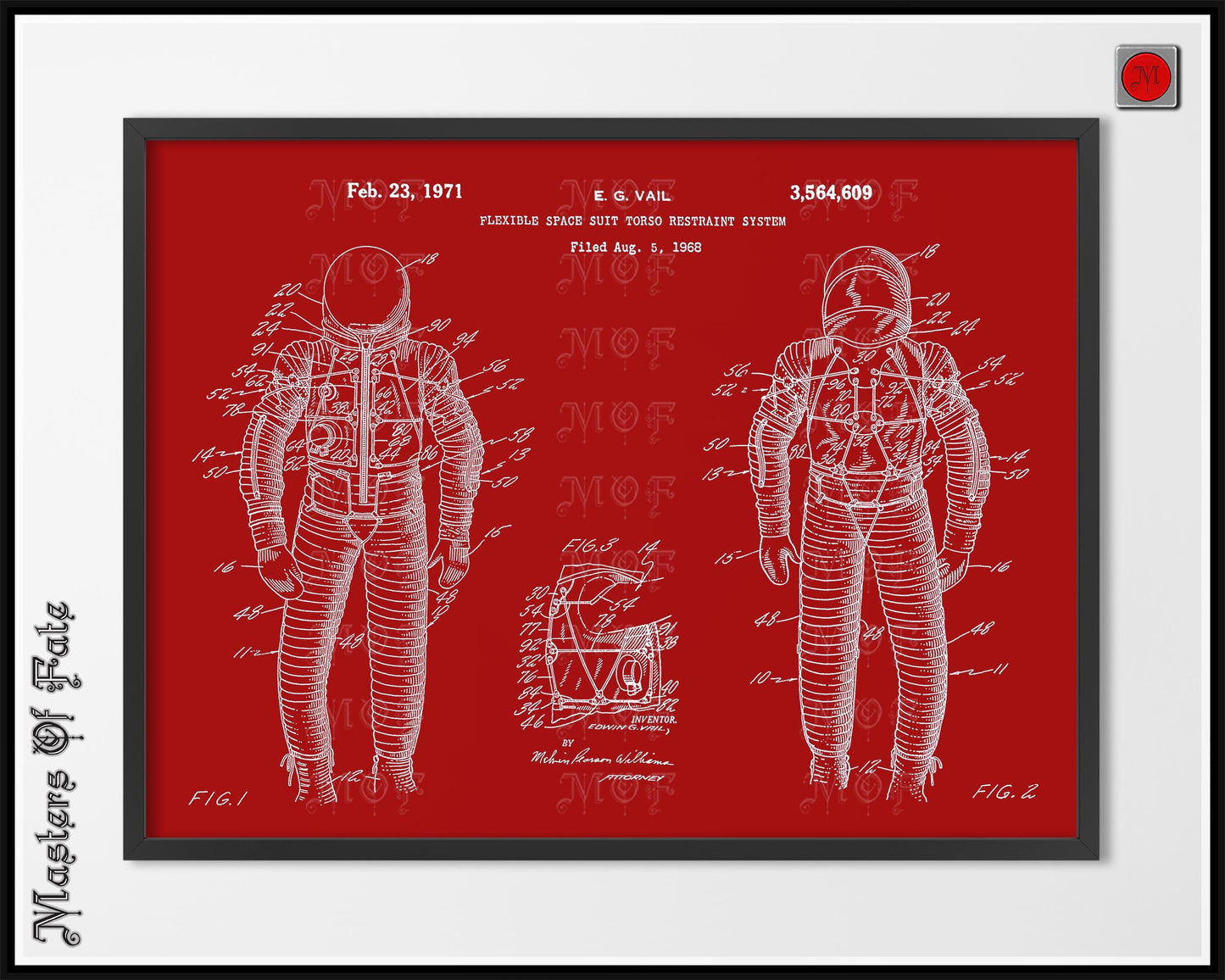 Astronaut Spacesuit Poster Vintage Patent Print w/ Color Options