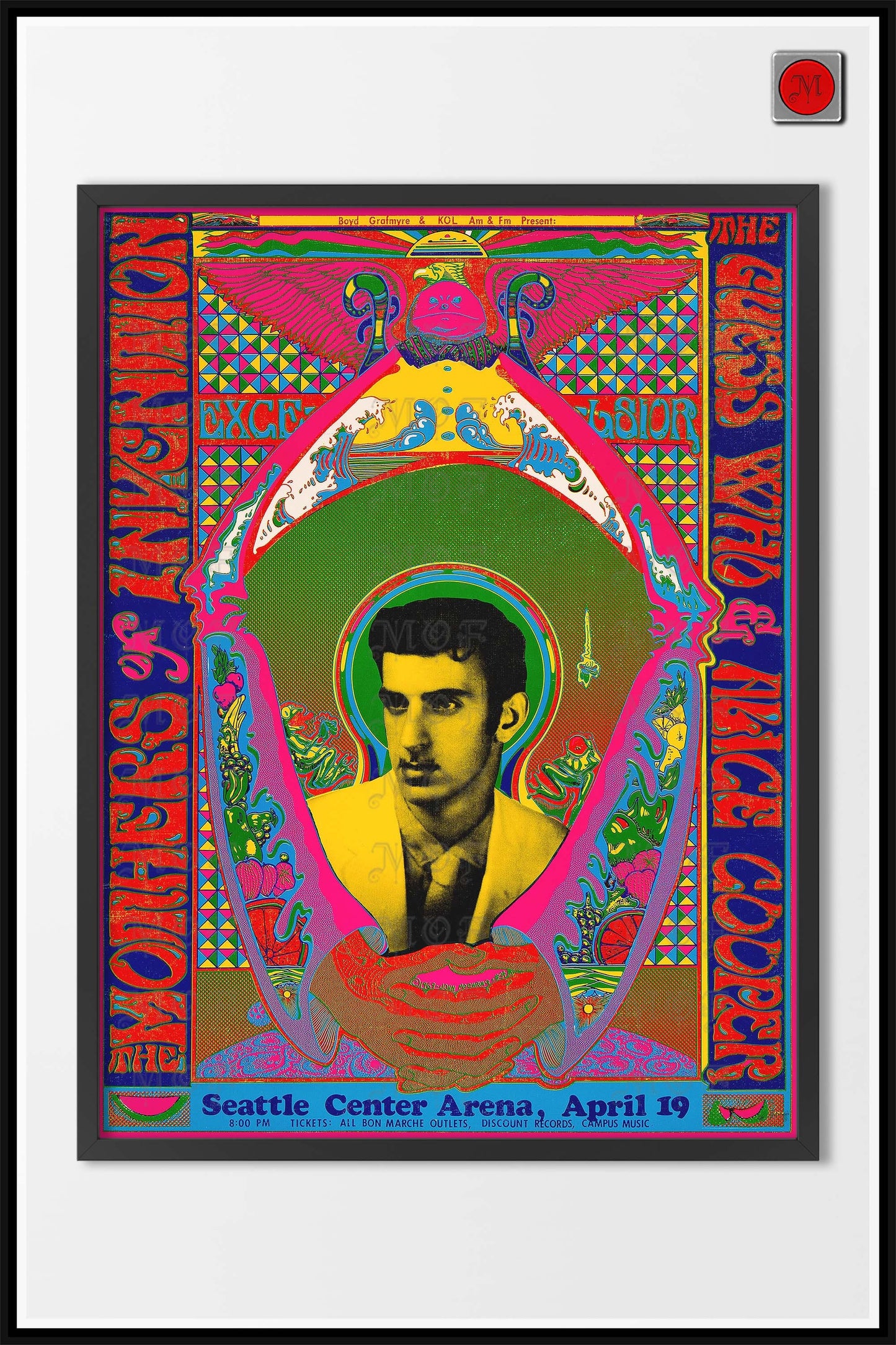Frank Zappa Psychedelic Concert Poster 1969 REMASTERED