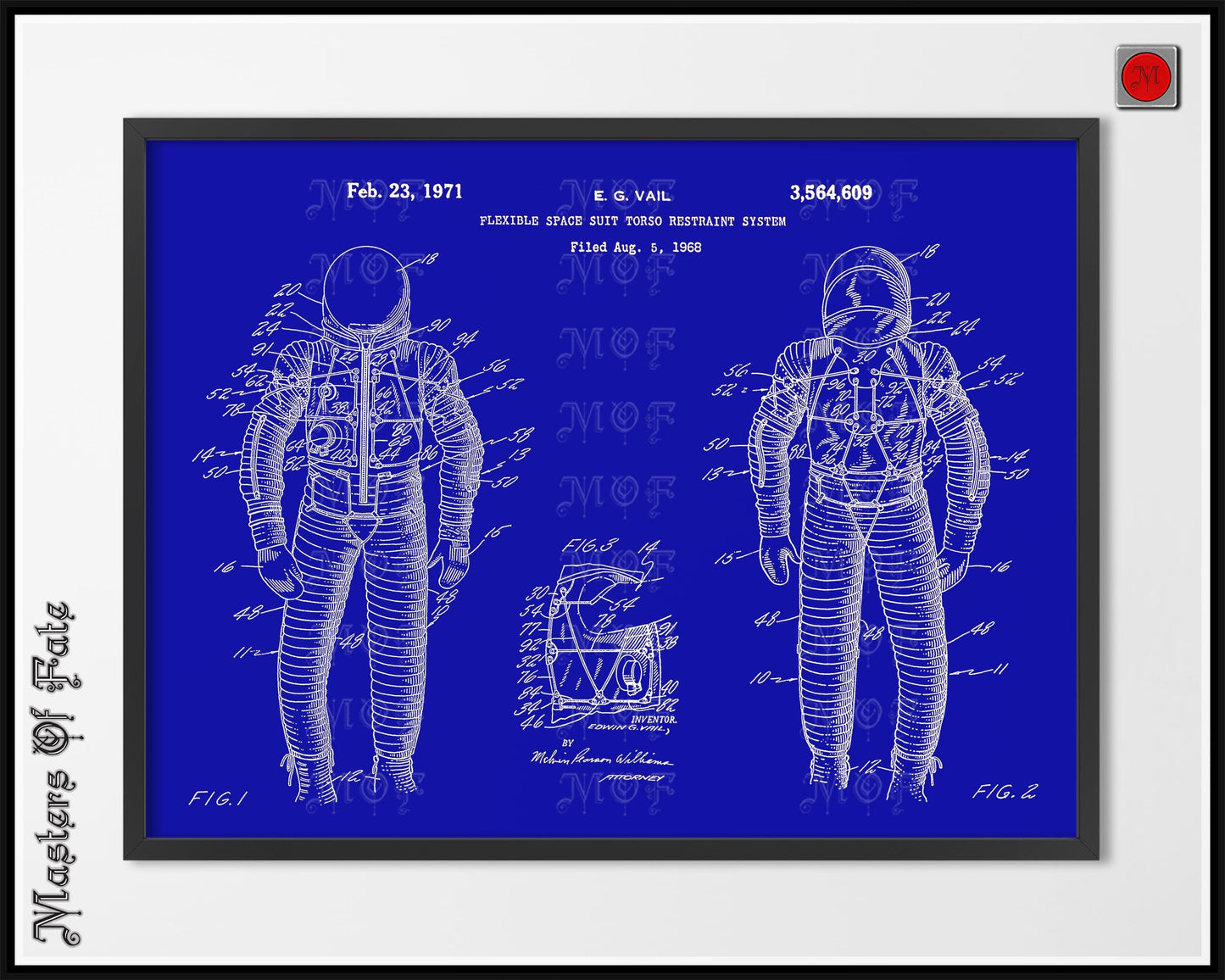 Astronaut Spacesuit Poster Vintage Patent Print w/ Color Options