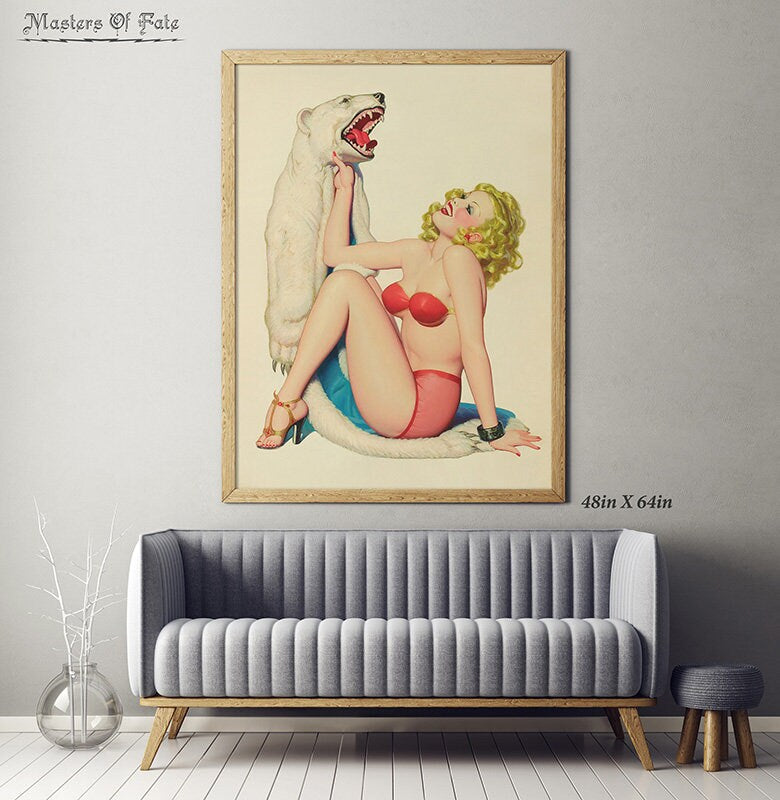 Pin Up Girl With Polar Bear REMASTERED