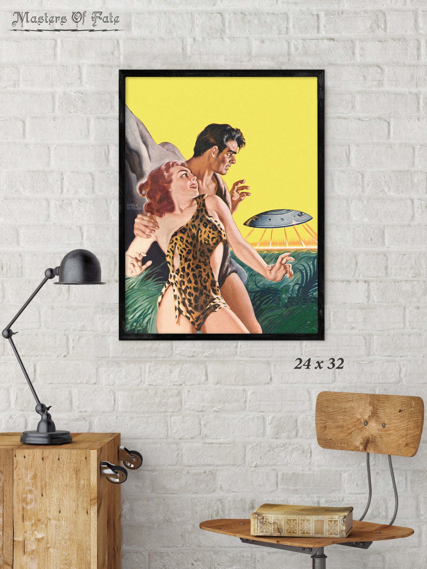 Sci Fi UFO Yellow Art Poster REMASTERED