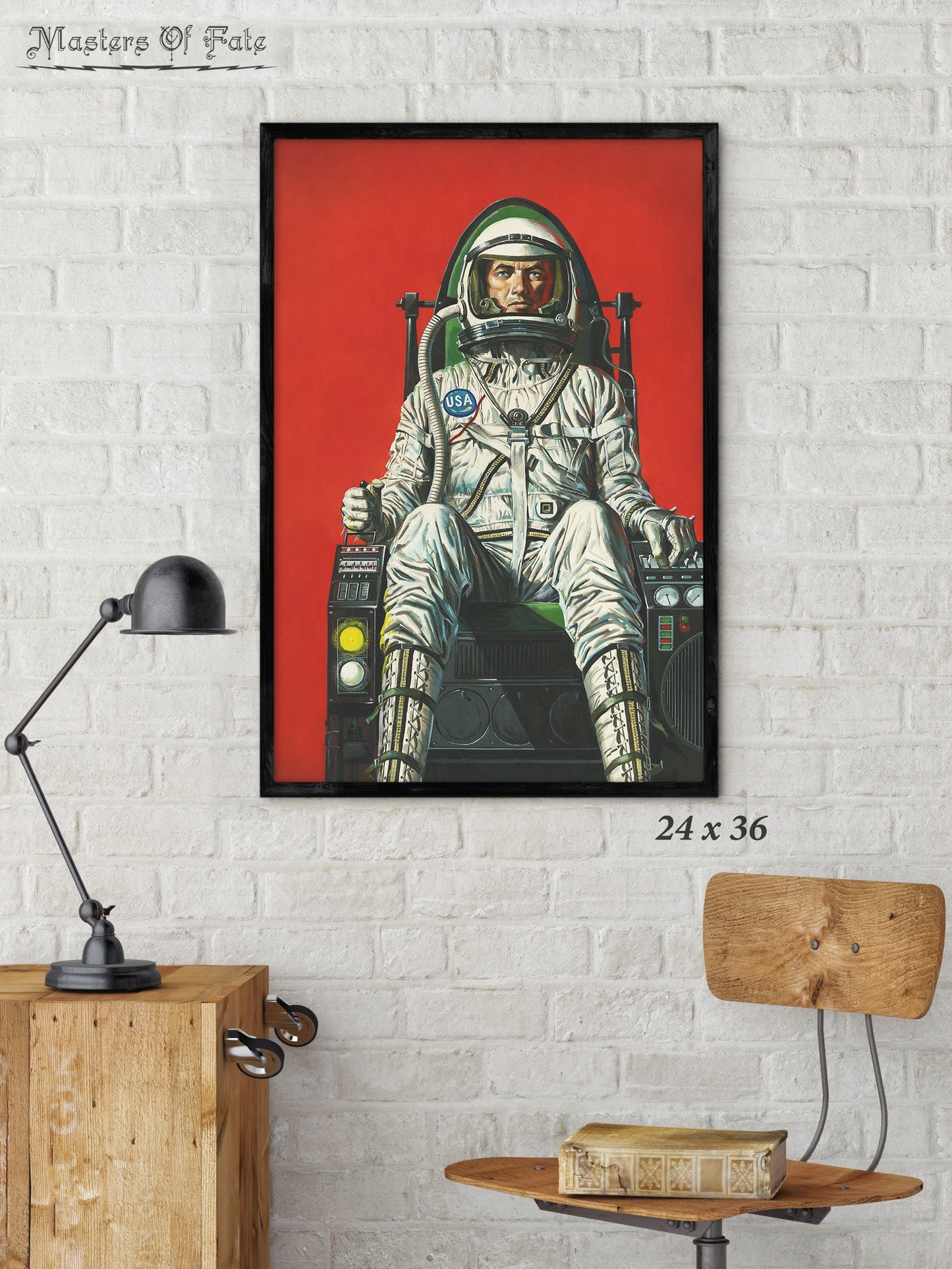 Vintage Red Astronaut Poster REMASTERED
