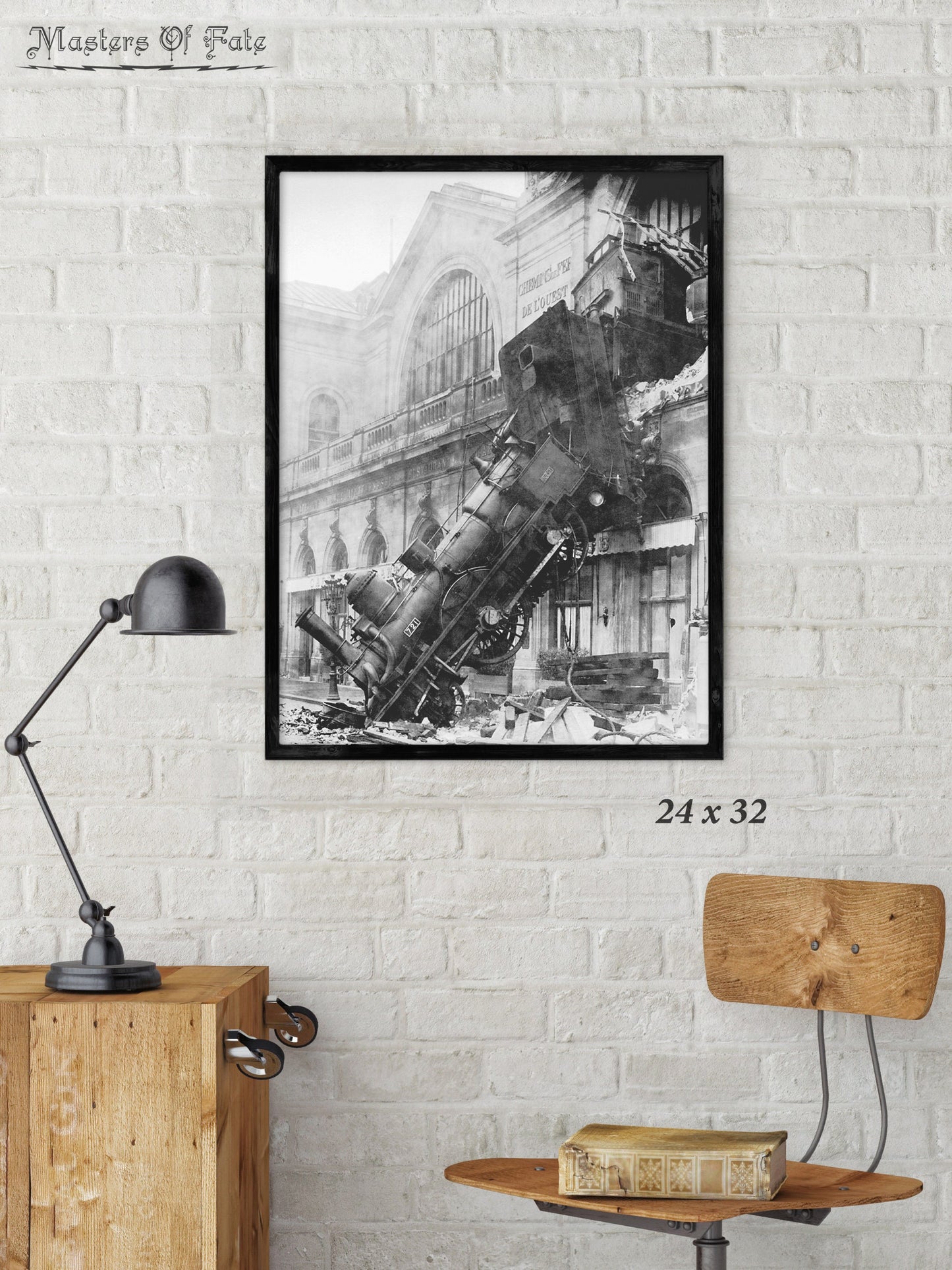 Train Wreck at Montparnasse 1800's Poster REMASTERED