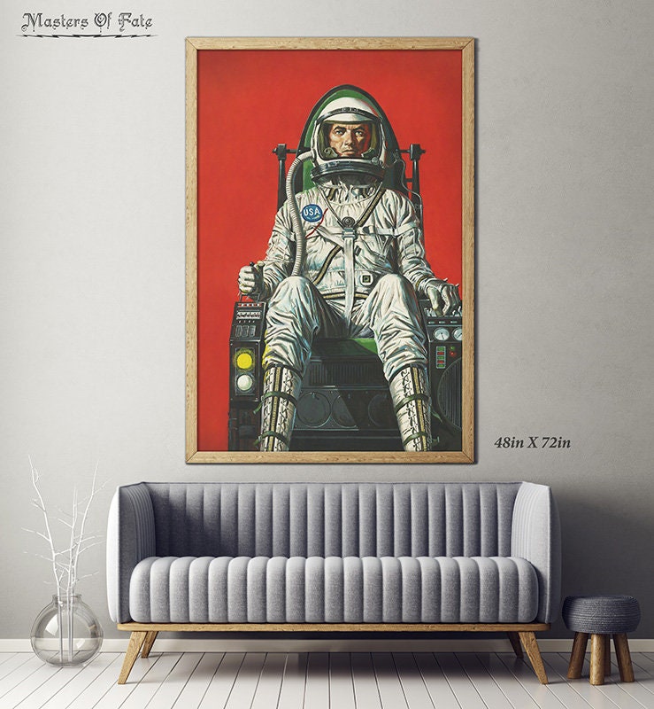 Vintage Red Astronaut Poster REMASTERED