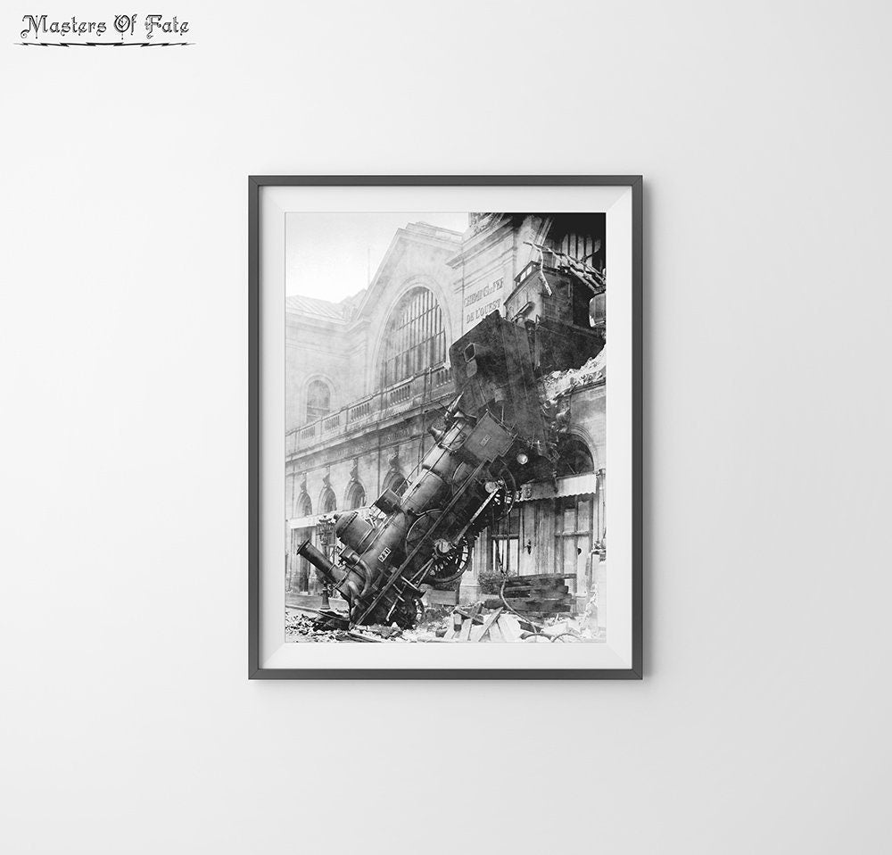Train Wreck at Montparnasse 1800's Poster REMASTERED
