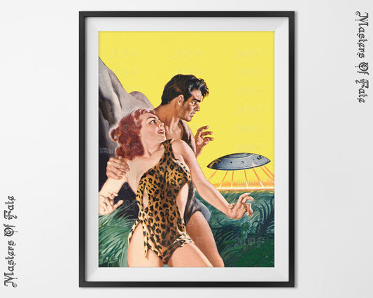 Sci Fi UFO Yellow Art Poster REMASTERED
