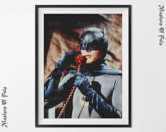 Adam West On the Red Bat Phone Poster REMASTERED