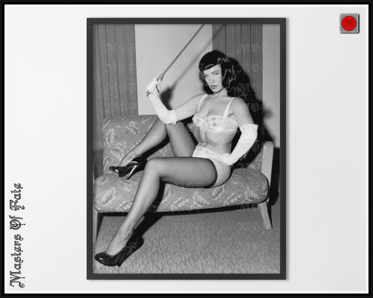 Bettie Page Riding Crop Photo REMASTERED