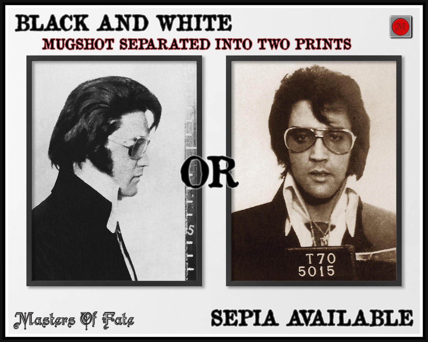Elvis Presley Mugshot Poster Front Side SEPARATED Photo REMASTERED #7 MUG