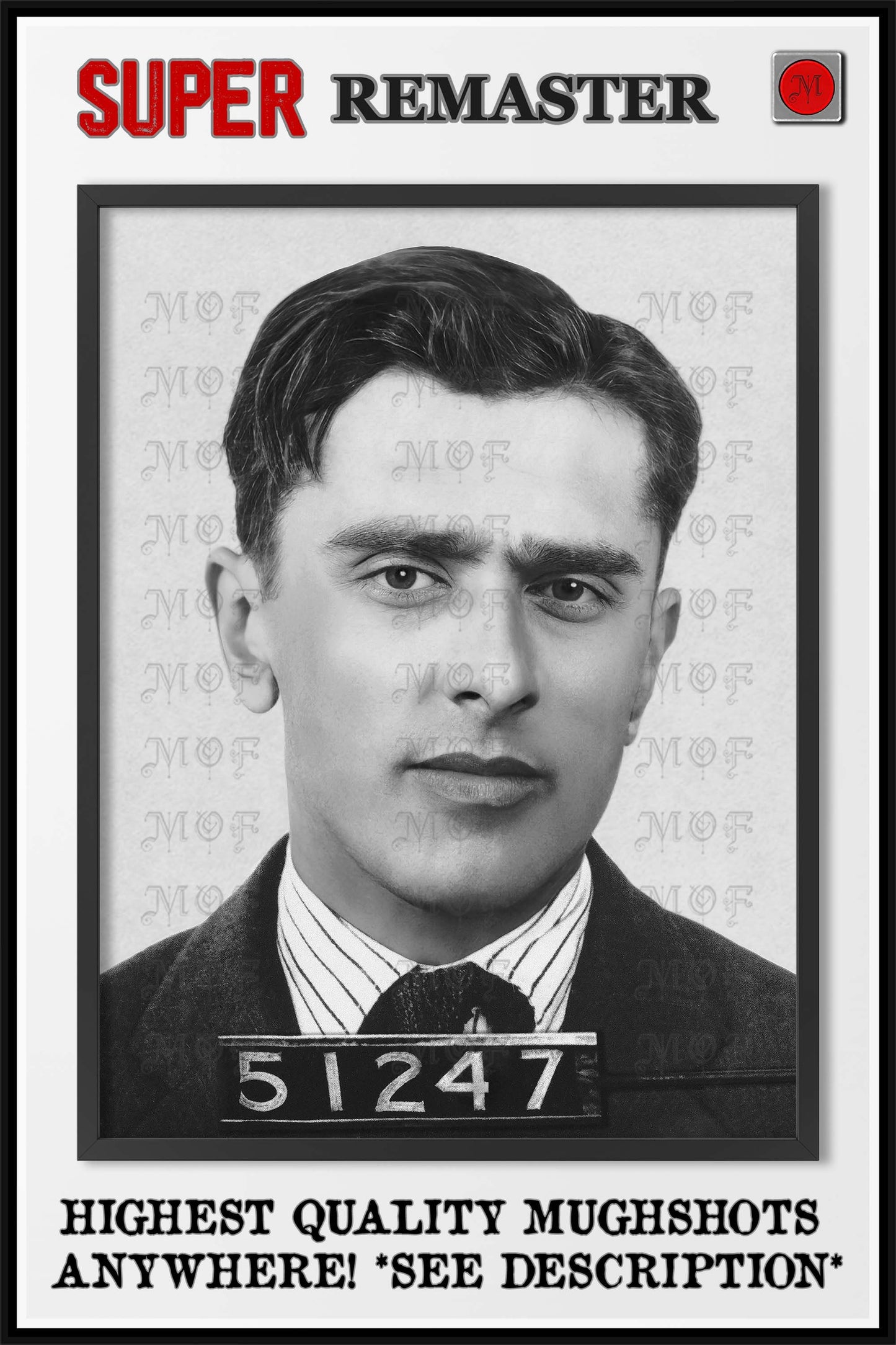 Johnny Roselli Mugshot Gangster Mob Boss Poster REMASTERED #75 MUG