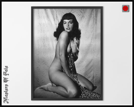 Bettie Page Cheetah Photo Pin Up Girl Poster REMASTERED