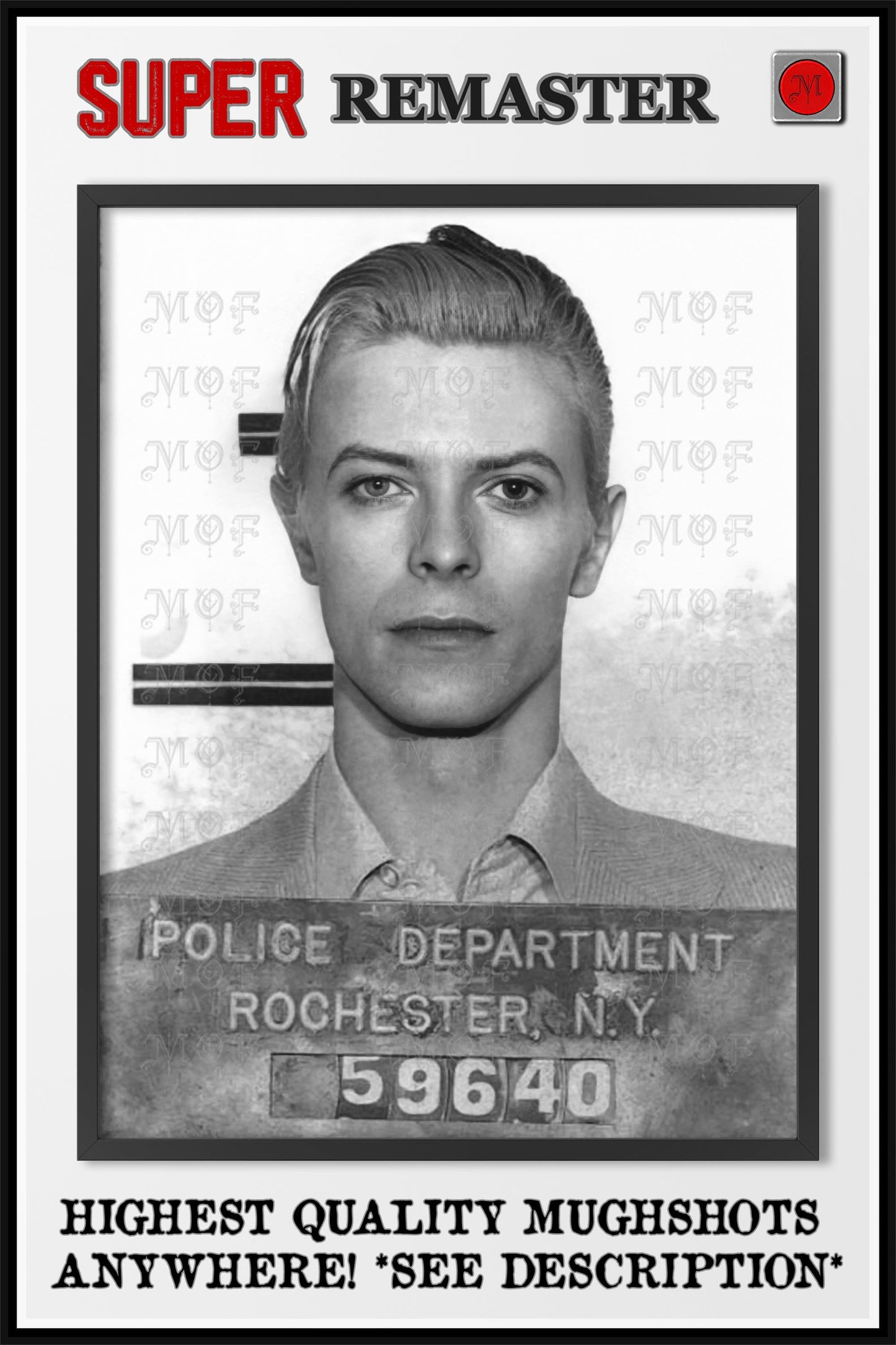 David Bowie Mugshot Poster REMASTERED #5 MUG